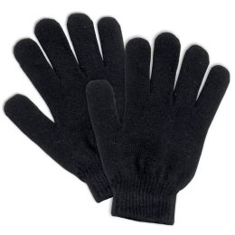 100 Pieces Adult Knitted Gloves Black Only - Knitted Stretch Gloves