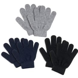 100 Pieces Children Knitted Gloves 3 Assorted Colors - Knitted Stretch Gloves