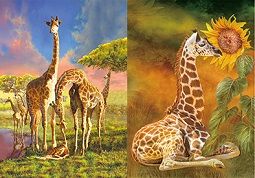 40 Pieces 3d Picture Giraffe Family Baby Giraffe - Home Decor