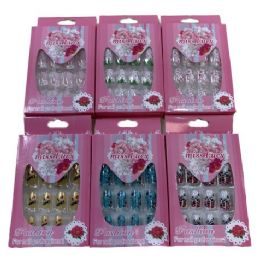 96 Pieces Fashion Nails Miss Lucy Print Pink Package - Manicure and Pedicure Items