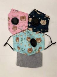 36 Wholesale Kids Cloth Cover Mask Little Bear