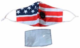 36 Wholesale Usa Flag Cloth Face Cover With Filter And Valve