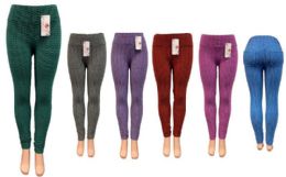 12 Pieces Ombre Leggings With 2 Pockets At Back Assorted Color - Womens Leggings