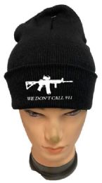 36 Pieces We Don't Call 911 Black Color Winter Beanie - Winter Beanie Hats