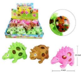 72 Wholesale Mesh Squish Ball With Water Beads Dinosaur