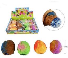 72 Wholesale Mesh Squish Ball With Water Beads Dinosaur Egg