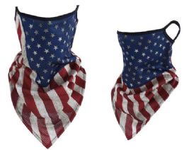 24 Wholesale Usa Flag Style Face Mask With Earloops