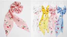 72 Pieces Assorted Color Flower Print Scrunchies - PonyTail Holders