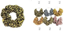 72 Wholesale Assorted Leopard Pattern Scrunchies