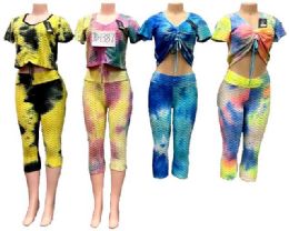 12 Pieces Tie Dye Workout Yoga Clothes Sets - Womens Active Wear