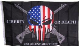 24 Wholesale Liberty Or Death Usa Skull With Guns Flag