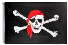 24 Wholesale Pirate With Eye Patch Red Bandana Flag