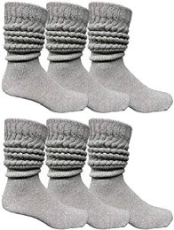 6 Pairs Yacht & Smith Men's Cotton Extra Heavy Slouch Socks, Thick Boot Sock For Mens - Mens Crew Socks