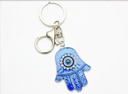 96 Pieces Blue Color Evil Eye Hand Keychian - Key Chains