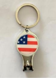 96 Wholesale Usa Flag Key Chain With Nail Clipper