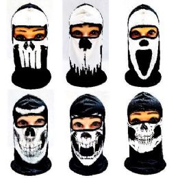 36 Pieces Black And White Skull Print Ninja Face Mask - Unisex Ski Masks