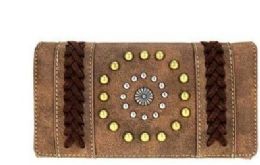 5 Pieces Montana West Concho Collection Secretary Style Wallet Coffee - Wallets & Handbags