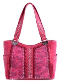 3 Pieces Montana West Tooled Collection Concealed Carry Tote Red Color - Shoulder Bags & Messenger Bags