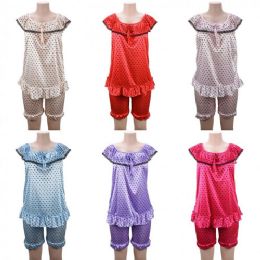 24 Wholesale Women Pajama Night Gown 2 Piece Heart Print Assorted