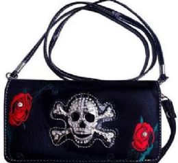5 Pieces Rhinestone Skull Wallet Purse With Rose - Shoulder Bags & Messenger Bags