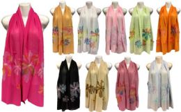 24 Wholesale Silk Scarves With Large Flower