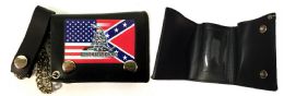 12 Pieces Tri Fold Leather Wallet Usa Rebel Combo With Gadsden - Leather Wallets