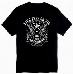 12 Wholesale Black Color T Shirt Second Amendment 1776 With Crest