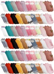 240 Wholesale Yacht & Smith Assorted Pack Of Girls Low Cut Printed Ankle Socks Bulk Buy