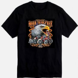 12 Pieces Black T Shirt Born To Be Free - Mens T-Shirts