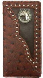 12 Pieces Horse With Horse Shoe Design Western Long Wallet In Brown - Wallets & Handbags