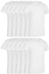 72 Wholesale Mens Cotton Short Sleeve T Shirts Solid White Size S