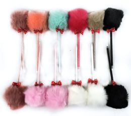 96 Wholesale Polka Dot Bow Tie Pen With Pom Pom Top Assorted Colors