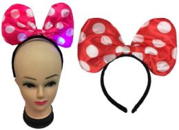 60 Pieces Light Up Polka Dot Bow Headband Assorted Colors - Party Hats & Tiara