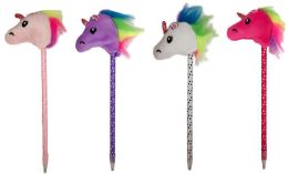 96 Pieces Polka Dot With Unicorn Top Pen Assorted Colors - Pens