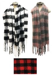 12 Pieces Plaid Winter Long Scarves Assorted - Winter Scarves