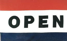 24 Wholesale Open Sign Flag Red White Blue