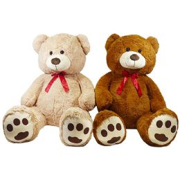 2 Pieces Jumbo Plush Natural Bear With Bow - Plush Toys
