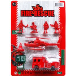 72 Wholesale 8pc Fire Rescue Play Set On Blister Card, 2 Assorted Styles