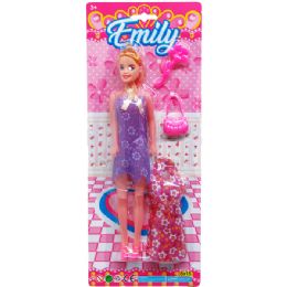 36 Wholesale 11" Emily Doll W/ Accss On Blister Card,  Assrt Outfits