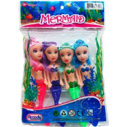 96 Wholesale 4pc 5.5" Mermaid Doll Play Set In Pp Bag
