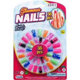 144 Pieces 36pc Toy Nails Play Set On Blister Card - Girls Toys