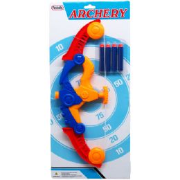 24 Pieces Super Archery Play Set Tied On Card - Darts & Archery Sets