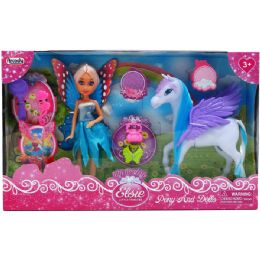 12 Wholesale 7" Fairy Doll & 5.75" Pegasus Play Set In Window Box