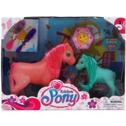 12 Wholesale 2pc Rainbow Pony Set W/ Accss In Window Box, Assrt
