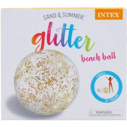 12 Units of Glitter Beach Ball In Color Box - Beach Toys
