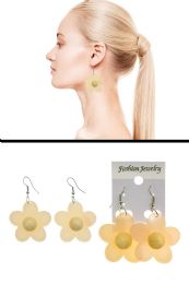 72 Pieces Translucent Acrylic Flower Dangle Earrings Assorted - Earrings