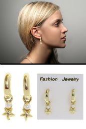 72 Pieces Star Accent Post Earring Gold Tone - Earrings