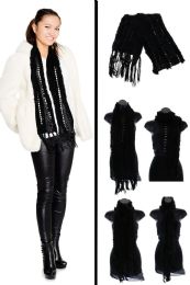 24 Bulk Black Knit Winter Fashion Scarf