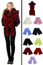 24 Wholesale Fuzzy Fashion Winter Scarf In Assorted Colors