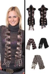 24 Wholesale Knit Scarf In Assorted Colors